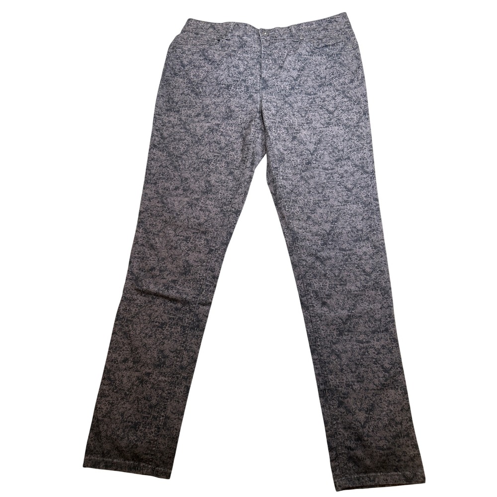 Ruff Hewn Womens Grey Damask‎ Print Straight Leg Denim Pants Size 10 RN89828 Y2K